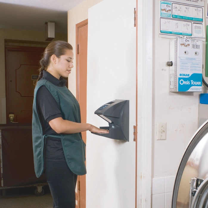 Hand scanner being used in hotel
