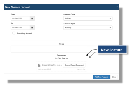 new absence request